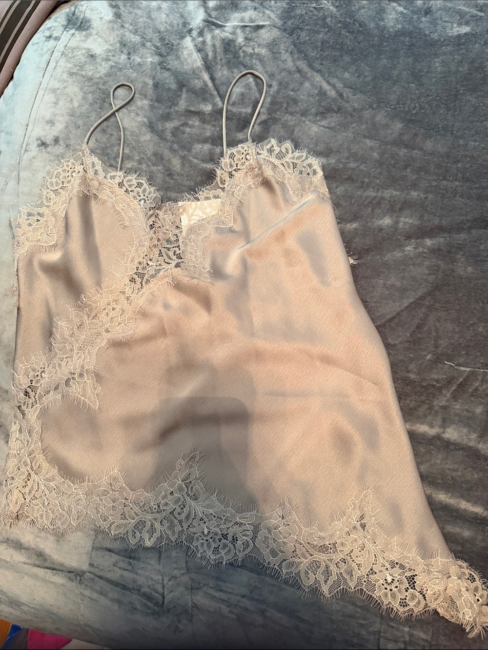 Zara Satin Lace-Trim Camisole in Taupe